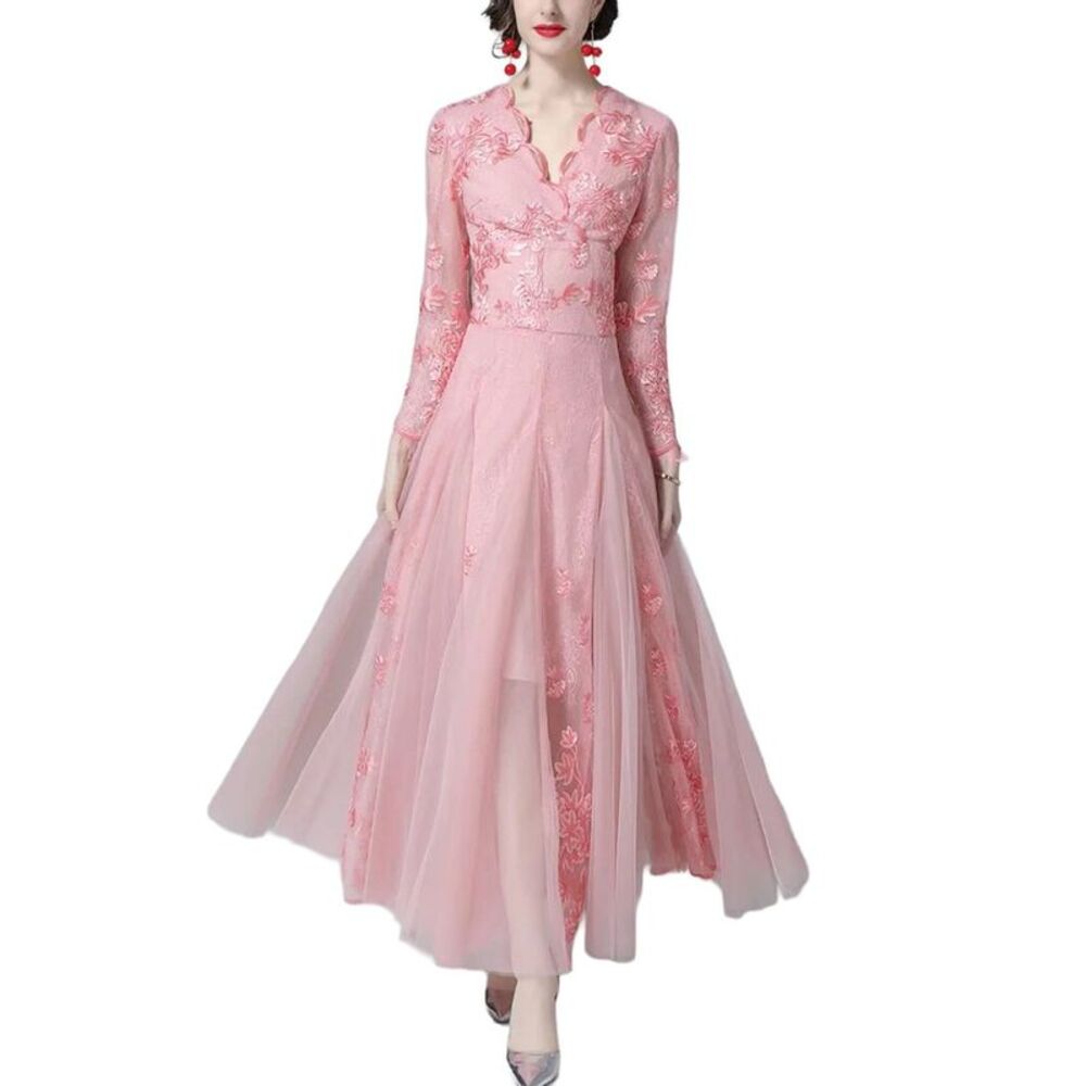 Burryco Womens  Pink Solid Maxi Dress, Pink